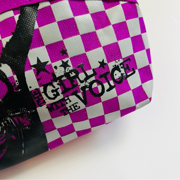 Y2K Disney Camp Rock Demi Lovato Purple Checkered Graphic Small Zip Pouch - Picture 3 of 5